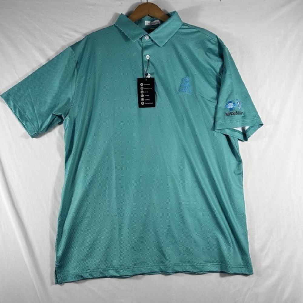 New Fore Horsemen Mens Black Green White Dots Polo L Take A Swing At Cancer Golf